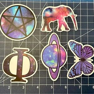 5 for $8! Cosmic Galaxy Themed Stickers Vinyl and Waterproof
